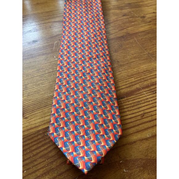 Rotary International 2016-17 Men’s orange blue abstract silk necktie - Picture 5 of 5